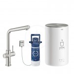 Grohe Red Dezov baterie Duo s ohevem vody a filtrac, zsobnk M, supersteel 30327DC1