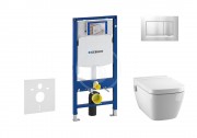 Geberit Duofix Set pedstnov instalace, sprchovac toalety a sedtka Tece, tlatka Sigma30, Rimless, SoftClose, chrom mat/chrom 111.300.00.5 NT7