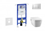 Geberit Duofix Set pedstnov instalace, sprchovac toalety a sedtka Tece, tlatka Sigma30, Rimless, SoftClose, chrom mat/chrom 111.355.00.5 NT7