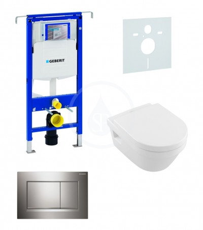 Sada pro zvsn WC + klozet a sedtko softclose Villeroy & Boch - sada s tlatkem Sigma30, leskl/matn/leskl chrom