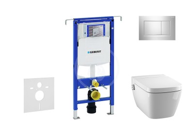 Set předstěnové instalace, sprchovací toalety a sedátka Tece, tlačítka Sigma30, Rimless, SoftClose, chrom