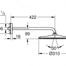 Hlavov sprcha 310 Mono, 1 proud, sprchov rameno 422 mm, chrom