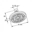 Talov horn sprcha, prmr 250 mm, chrom