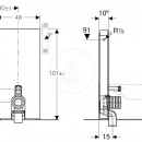 Sanitrn modul pro stojc WC, 101 cm, bon pvod vody, bl