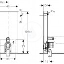 Sanitrn modul pro stojc WC, 101cm, bon pvod vody, bl