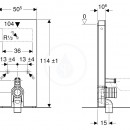 Sanitrn modul pro stojc WC, 114 cm, spodn pvod vody, bl