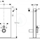 Sanitrn modul pro zvsn WC, 101 cm, bon pvod vody, mtov zelen