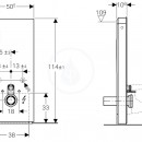 Sanitrn modul pro zvsn WC, 114 cm, spodn pvod vody, bl