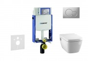 Set pedstnov instalace, sprchovac toalety a sedtka Tece, tlatka Sigma01, Rimless, SoftClose, matn chrom