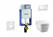 Set předstěnové instalace, sprchovací toalety a sedátka Tece, tlačítka Sigma30, Rimless, SoftClose, bílá/chrom