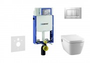 Geberit Kombifix Set pedstnov instalace, sprchovac toalety a sedtka Tece, tlatka Sigma30, Rimless, SoftClose, chrom mat/chrom 110.302.00.5 NT7