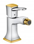 Hansgrohe Metropol Classic Pkov bidetov baterie s pkovou rukojet, s odtokovou soupravou s thlem, chrom/vzhled zlata 31320090