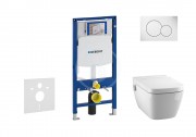 Set předstěnové instalace, sprchovací toalety a sedátka Tece, tlačítka Sigma01, Rimless, SoftClose, alpská bílá