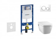 Set předstěnové instalace, sprchovací toalety a sedátka Tece, tlačítka Sigma20, Rimless, SoftClose, bílá/chrom