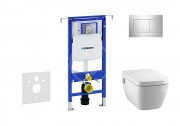 Geberit Duofix Set pedstnov instalace, sprchovac toalety a sedtka Tece, tlatka Sigma30, Rimless, SoftClose, chrom 111.355.00.5 NT6