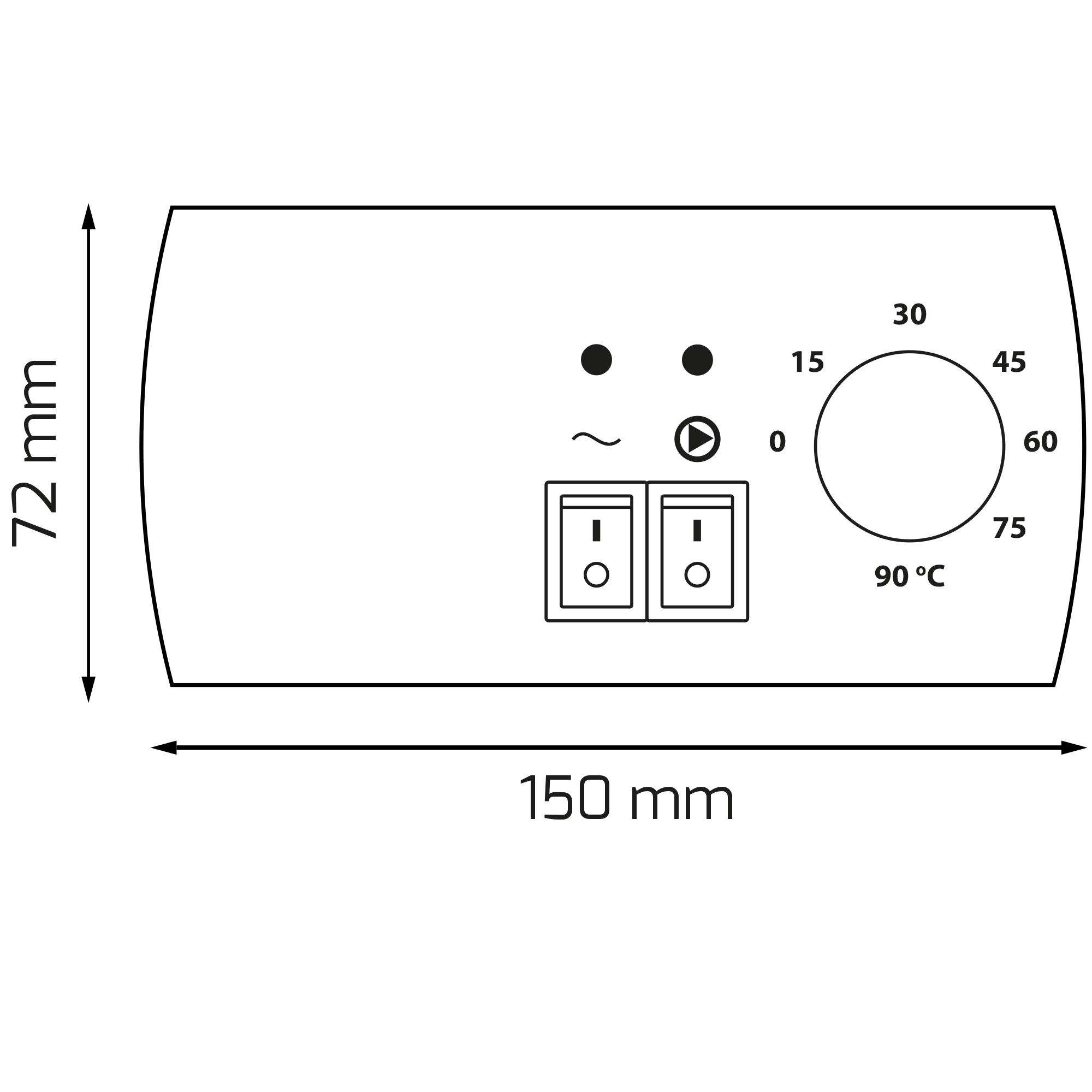 Termostat pro ovládání čerpadla TC 1100A - rozměry Termostat pro ovládání čerpadla TC 1100A - rozměry